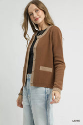 Two-Tone Button Front Cardigan Umgee